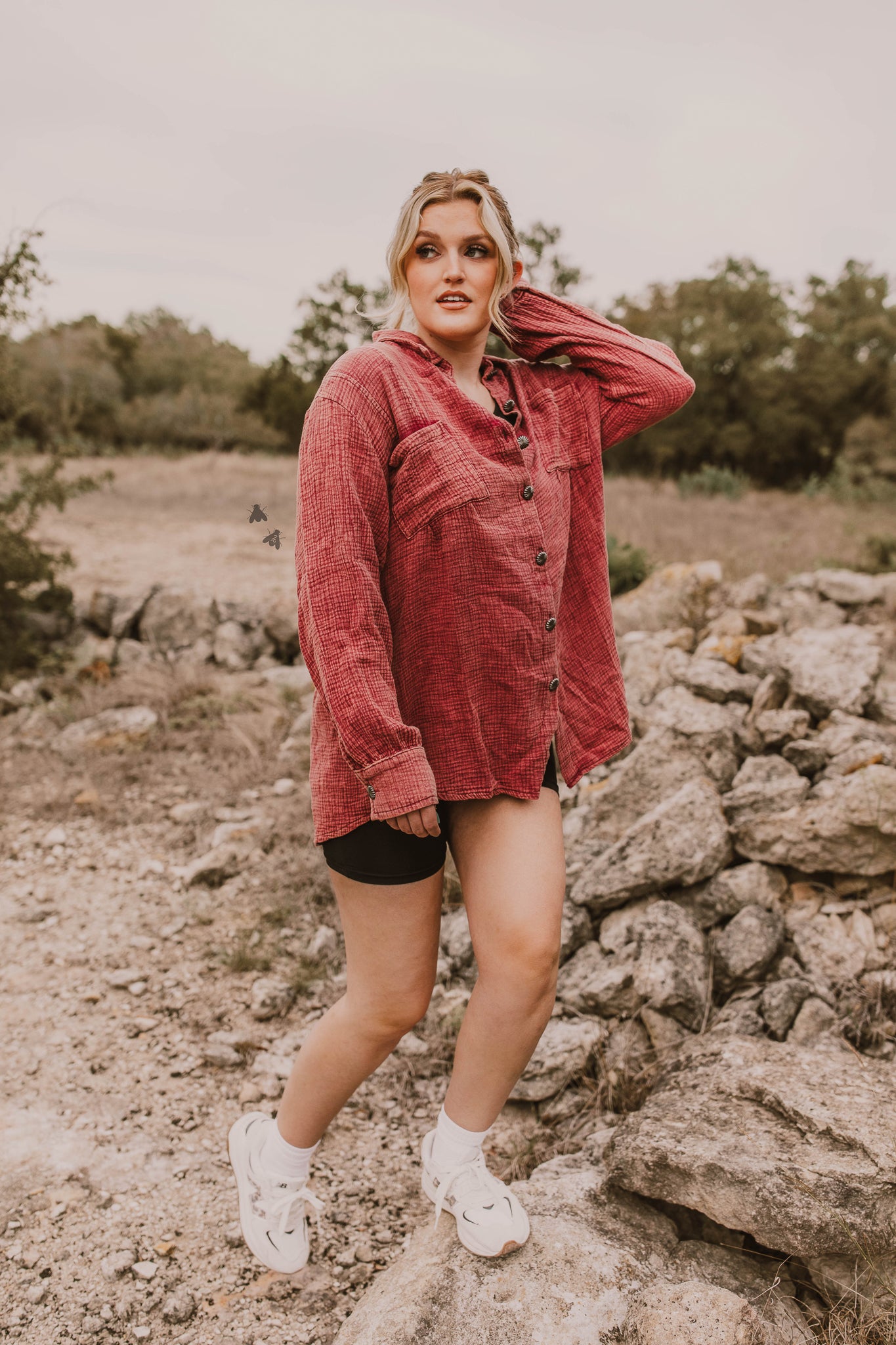 ACRES BUTTON UP * SANGRIA *SUPER SALE