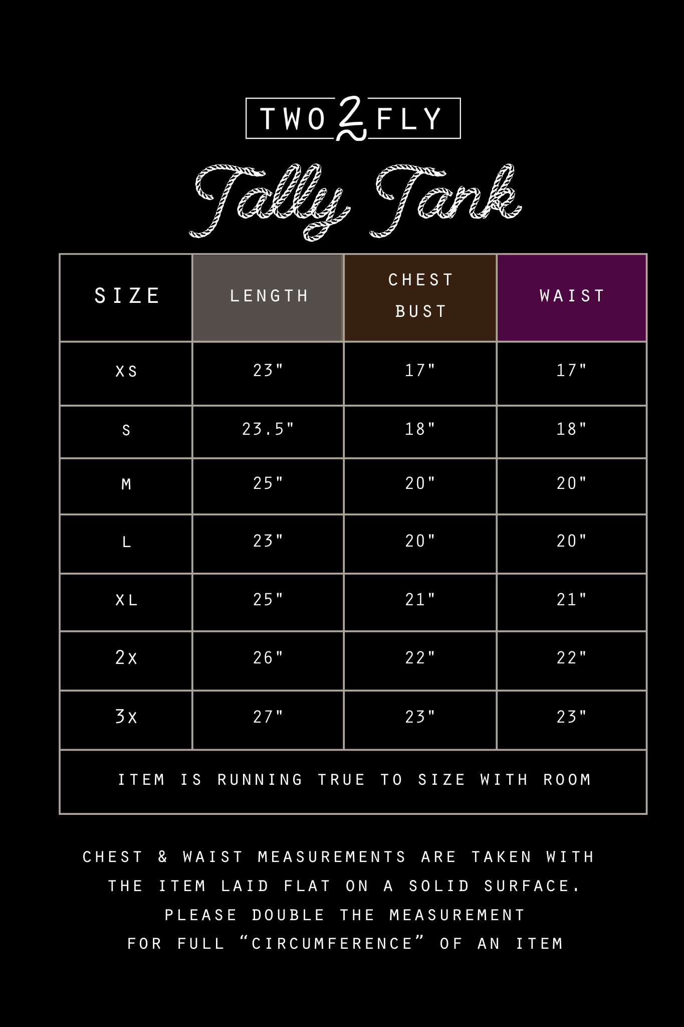 TALLY TANK * SADDLE