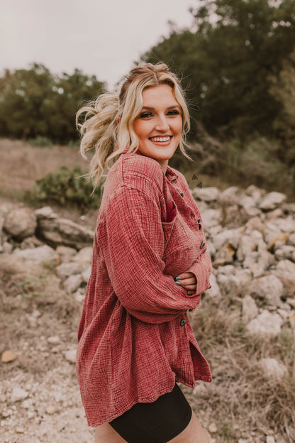 ACRES BUTTON UP * SANGRIA *SUPER SALE