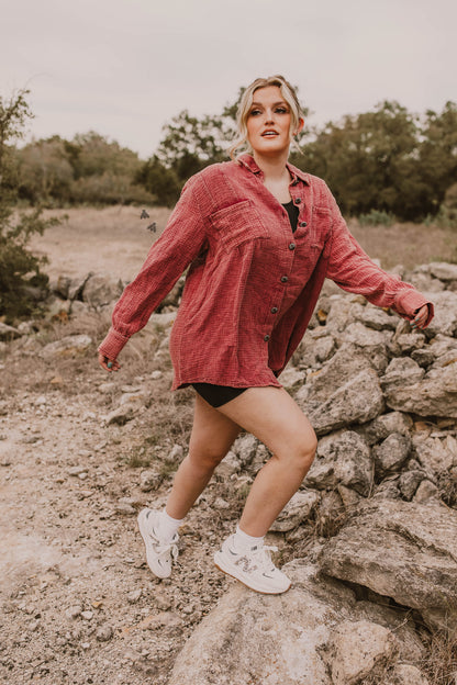 ACRES BUTTON UP * SANGRIA *SUPER SALE