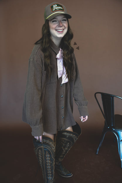 ACRES BUTTON UP *CHOC