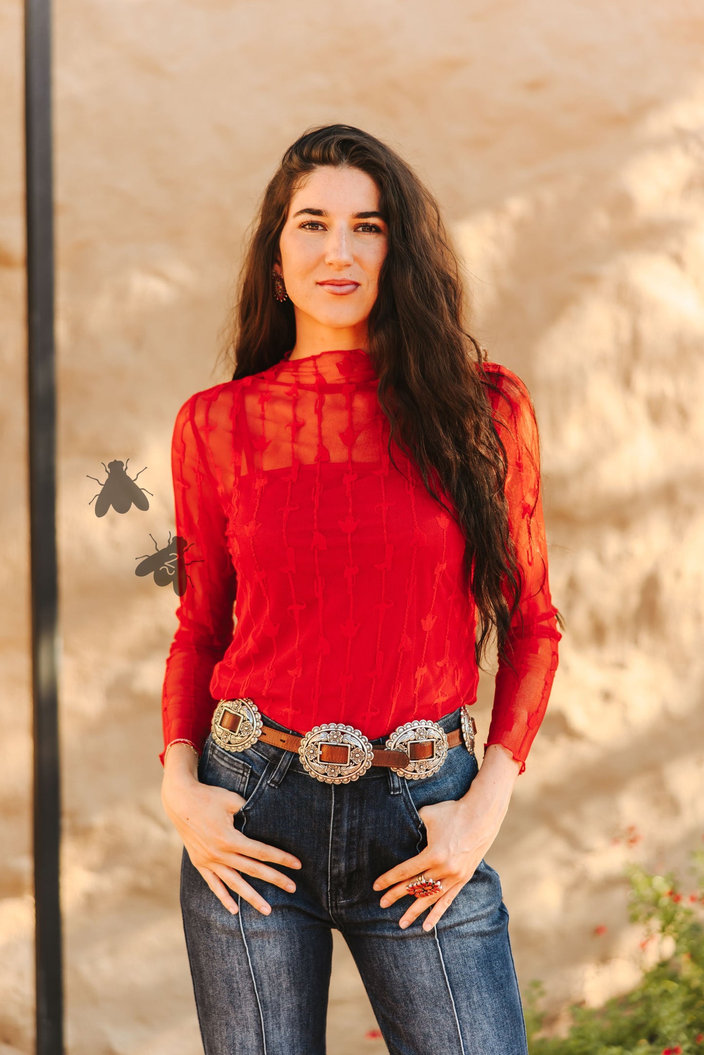 LARIAT LACE L/S *RED