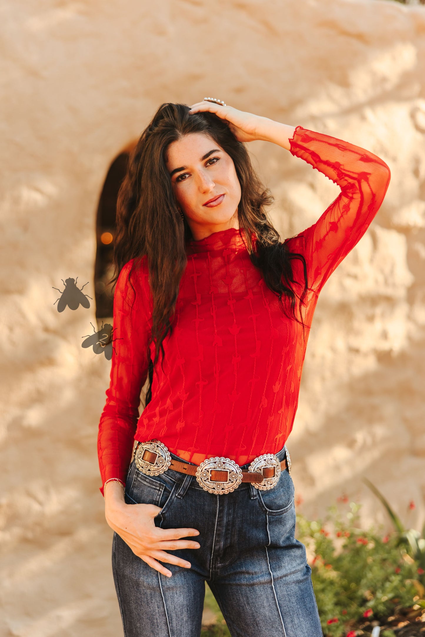 LARIAT LACE L/S *RED