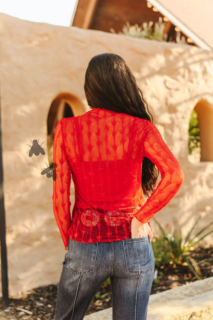LARIAT LACE L/S *RED