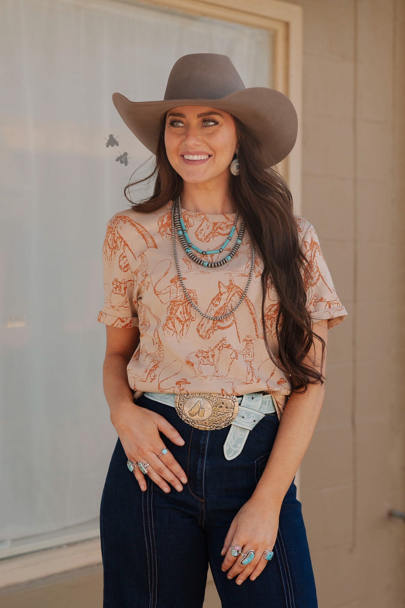 DOODLE DOS TEE *SADDLE