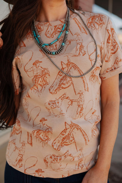 DOODLE DOS TEE *SADDLE