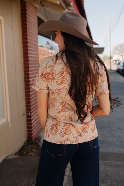 DOODLE DOS TEE *SADDLE