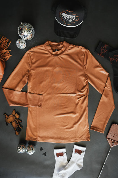 [2X-3X] LEDDY LEATHER L/S *SADDLE