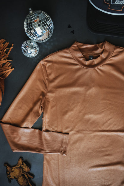 [2X-3X] LEDDY LEATHER L/S *SADDLE