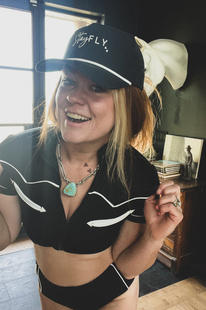 RETRO WESTERN ZIP CROP