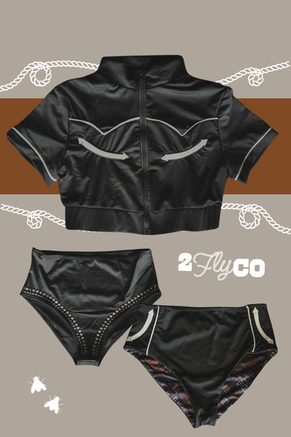 RETRO WESTERN ZIP CROP