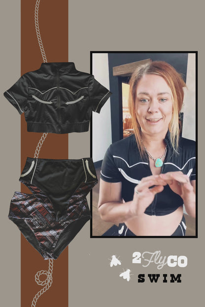 RETRO WESTERN ZIP CROP