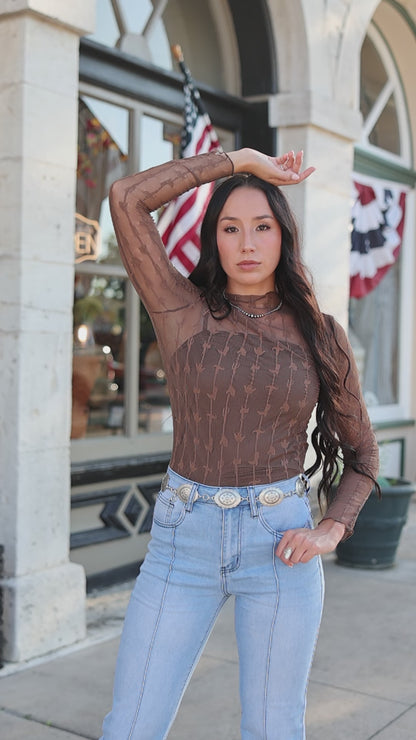 LARIAT LACE L/S *CHOCLATE